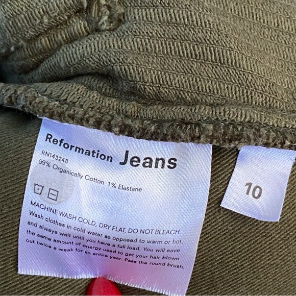 REFORMATION AARON GREEN CORDUROY COLLARED LONG SLEEVE ZIP UP JUMPSUIT - Picture 13 of 16